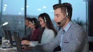 Group of customer service representative working in the office